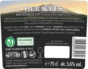 Birra artigianale HERACLES - BLONDE ALE con Pistacchio Verde di Bronte D.O.P. - <b> 6 bottiglie - 75 cl </b>- BIRRIFICIO DELL'ETNA-LINEA PREMIUM