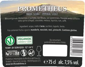 Birra artigianale PROMETHEUS - IMPERIAL STOUT - <b> 6 bottiglie - 75 cl </b> - BIRRIFICIO DELL'ETNA-LINEA PREMIUM