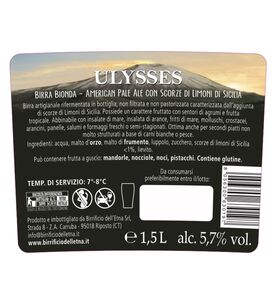 Birra artigianale ULYSSES - AMERICAN PALE ALE con scorze di limoni di Sicilia - <b> 4 bottiglie MAGNUM astucciate - 150 cl </b> - BIRRIFICIO DELL' ETNA-LINEA PREMIUM
