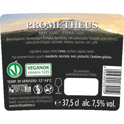 Birra artigianale PROMETHEUS - IMPERIAL STOUT - <b>12 bottiglie - 37,5 cl </b> - BIRRIFICIO DELL'ETNA-LINEA PREMIUM
