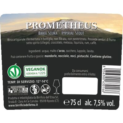 Birra artigianale PROMETHEUS - IMPERIAL STOUT - <b> 6 bottiglie - 75 cl </b> - BIRRIFICIO DELL'ETNA-LINEA PREMIUM